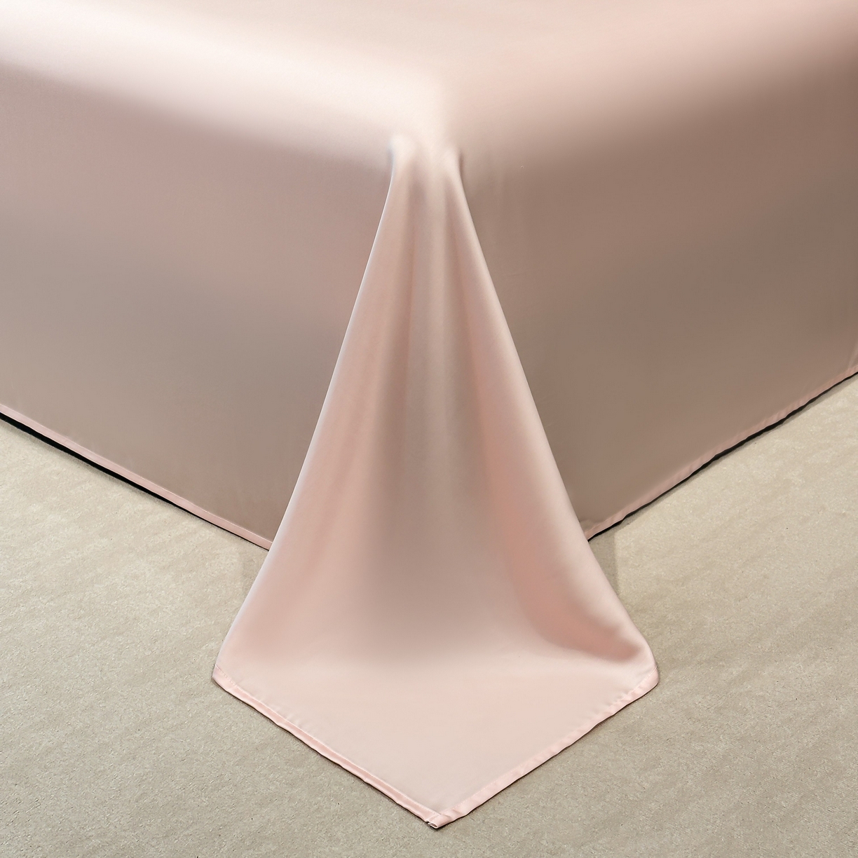 91家纺网 家纺一手货源 找家纺 利欧 2025新款水洗天丝满绣刺绣床单床笠款夏被四件套 郁金香-奶白粉