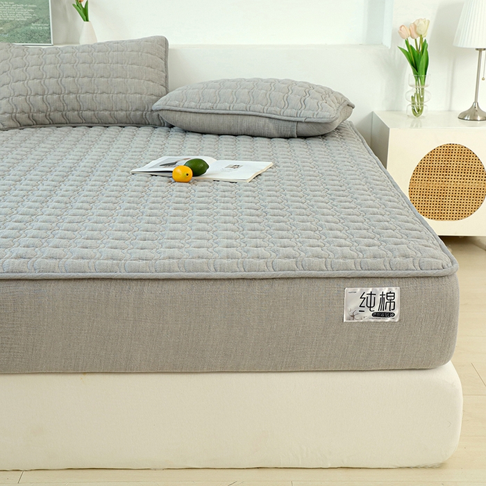 91家纺网 家纺一手货源 找家纺 （总）豪选家纺 2025新款A类抗菌高支高密纯棉色织正宗双层纱夹棉床笠