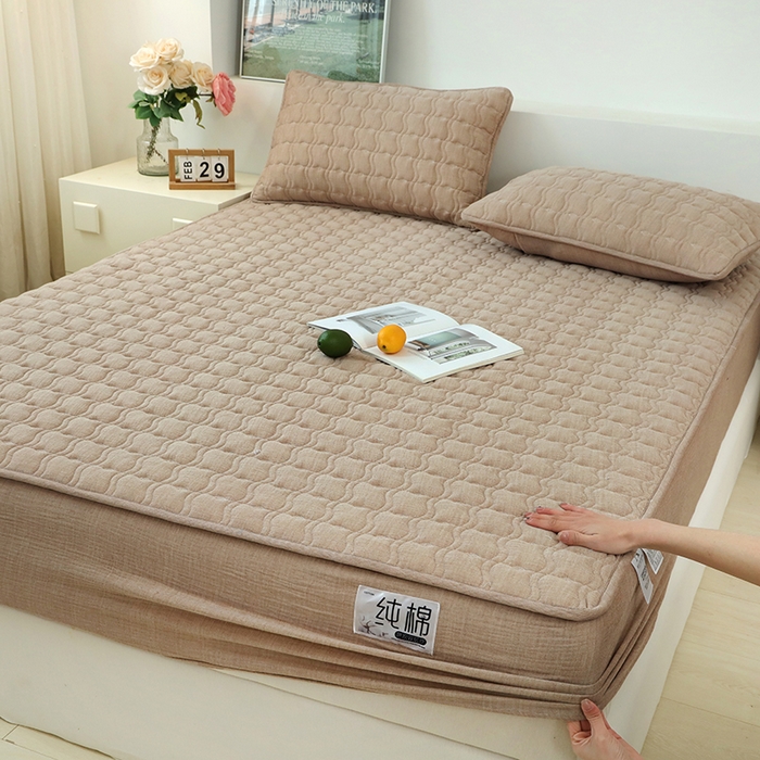 91家纺网 家纺一手货源 找家纺 （总）豪选家纺 2025新款A类抗菌高支高密纯棉色织正宗双层纱夹棉床笠