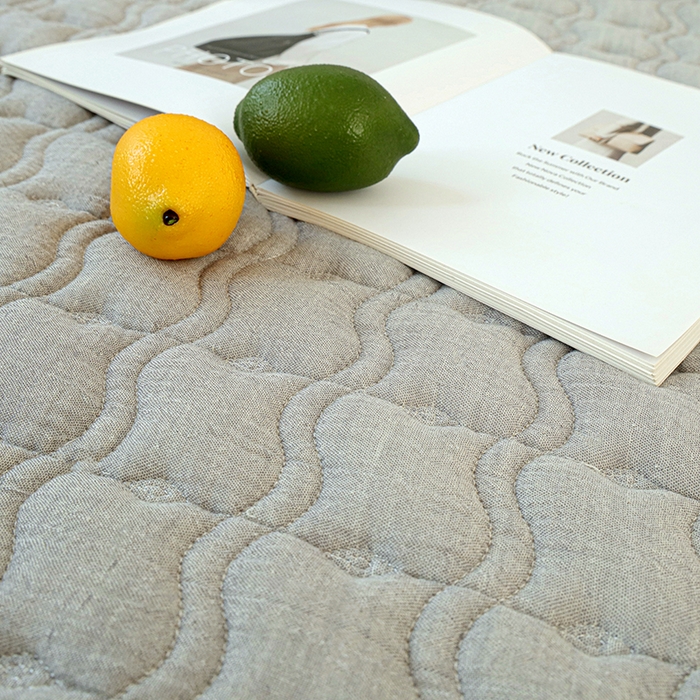 91家纺网 家纺一手货源 找家纺 豪选家纺 2025新款A类抗菌高支高密纯棉色织正宗双层纱夹棉床笠 晨雾灰