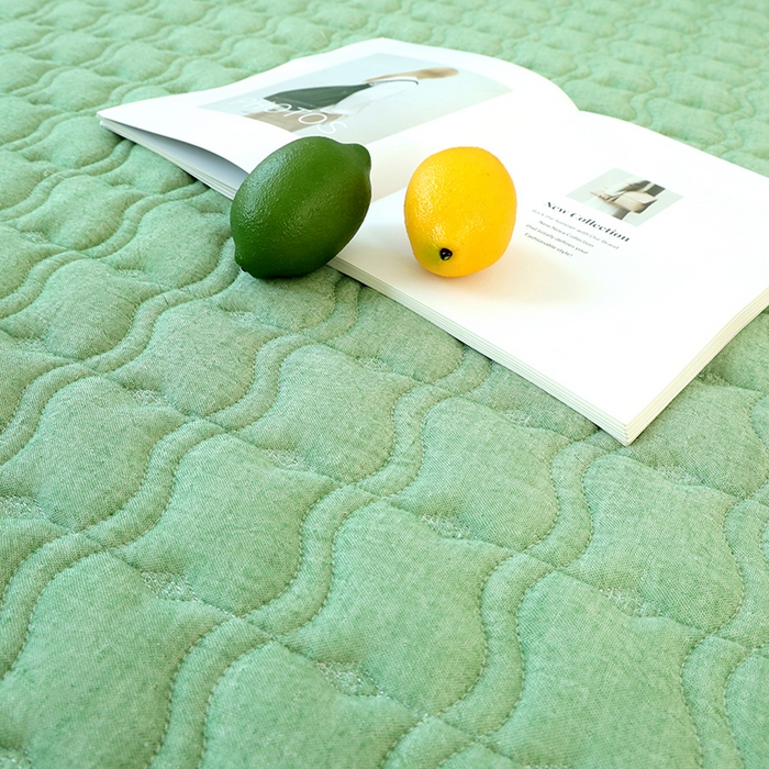 91家纺网 家纺一手货源 找家纺 豪选家纺 2025新款A类抗菌高支高密纯棉色织正宗双层纱夹棉床笠 薄荷绿