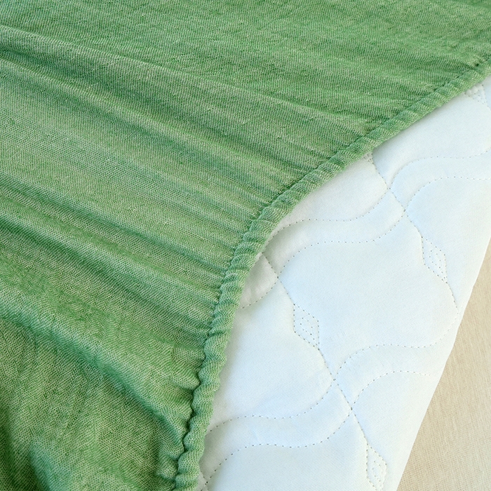 91家纺网 家纺一手货源 找家纺 豪选家纺 2025新款A类抗菌高支高密纯棉色织正宗双层纱夹棉床笠 薄荷绿