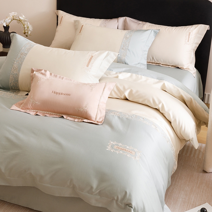 91家纺网 家纺一手货源 找家纺 （总）艾莱家纺 2025新款A类100支长绒棉纯棉四件套-玛格丽特