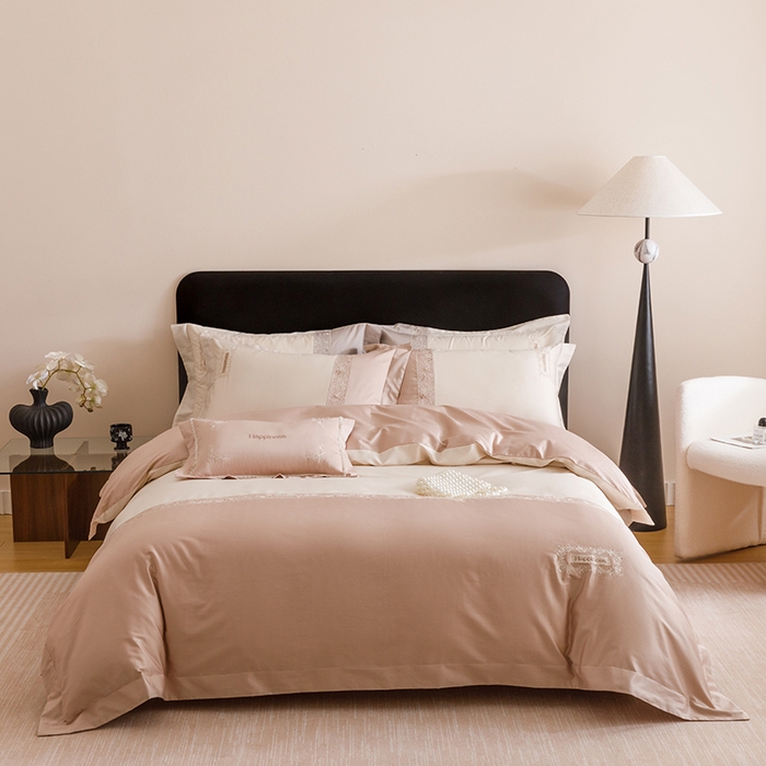 91家纺网 家纺一手货源 找家纺 艾莱家纺 2025新款A类100支长绒棉纯棉四件套-玛格丽特 玛格丽特-浅咖-奶油黄