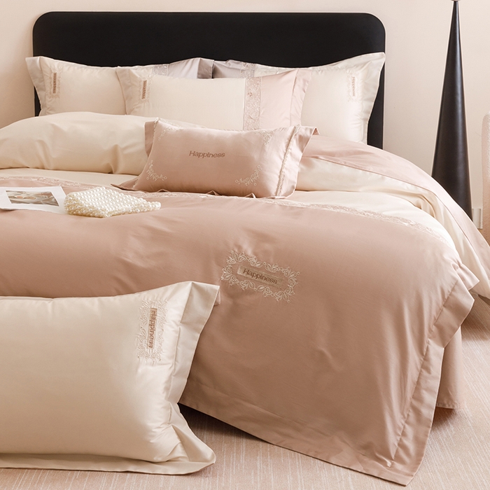 91家纺网 家纺一手货源 找家纺 艾莱家纺 2025新款A类100支长绒棉纯棉四件套-玛格丽特 玛格丽特-浅咖-奶油黄