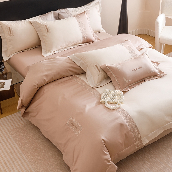 91家纺网 家纺一手货源 找家纺 艾莱家纺 2025新款A类100支长绒棉纯棉四件套-玛格丽特 玛格丽特-浅咖-奶油黄