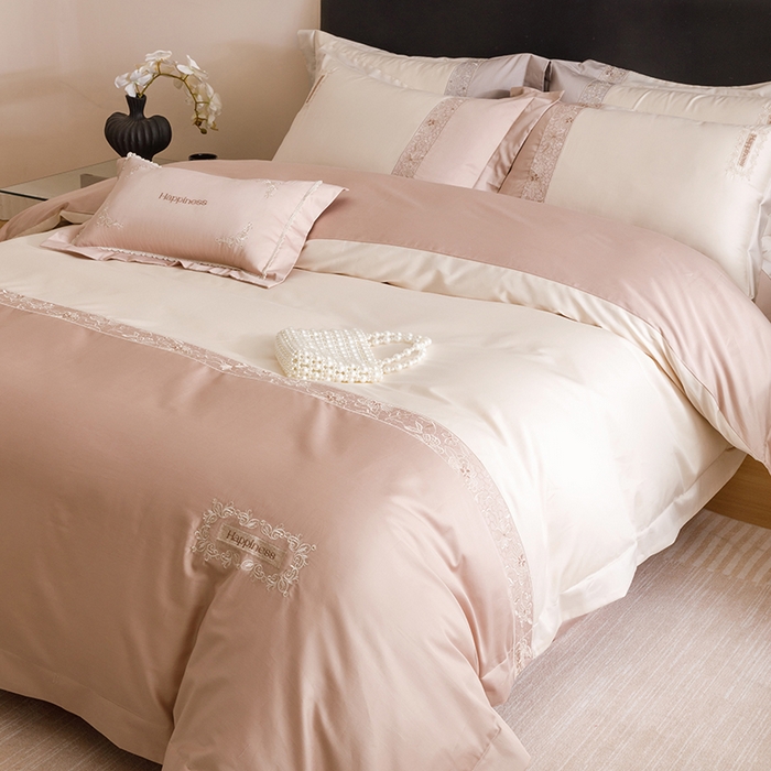 91家纺网 家纺一手货源 找家纺 艾莱家纺 2025新款A类100支长绒棉纯棉四件套-玛格丽特 玛格丽特-浅咖-奶油黄