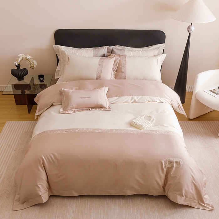 91家纺网 家纺一手货源 找家纺 艾莱家纺 2025新款A类100支长绒棉纯棉四件套-玛格丽特 玛格丽特-浅咖-奶油黄