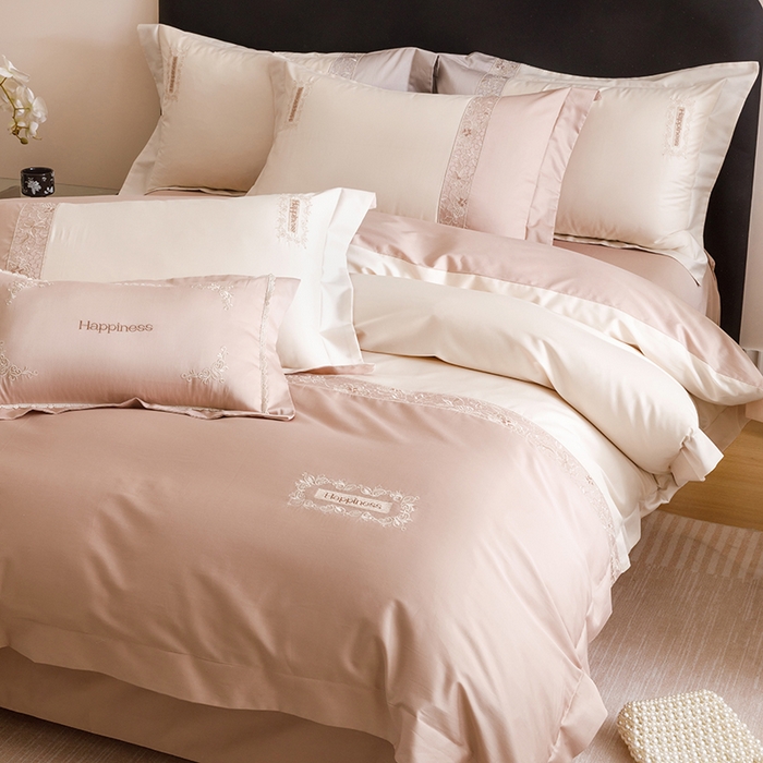 91家纺网 家纺一手货源 找家纺 艾莱家纺 2025新款A类100支长绒棉纯棉四件套-玛格丽特 玛格丽特-浅咖-奶油黄