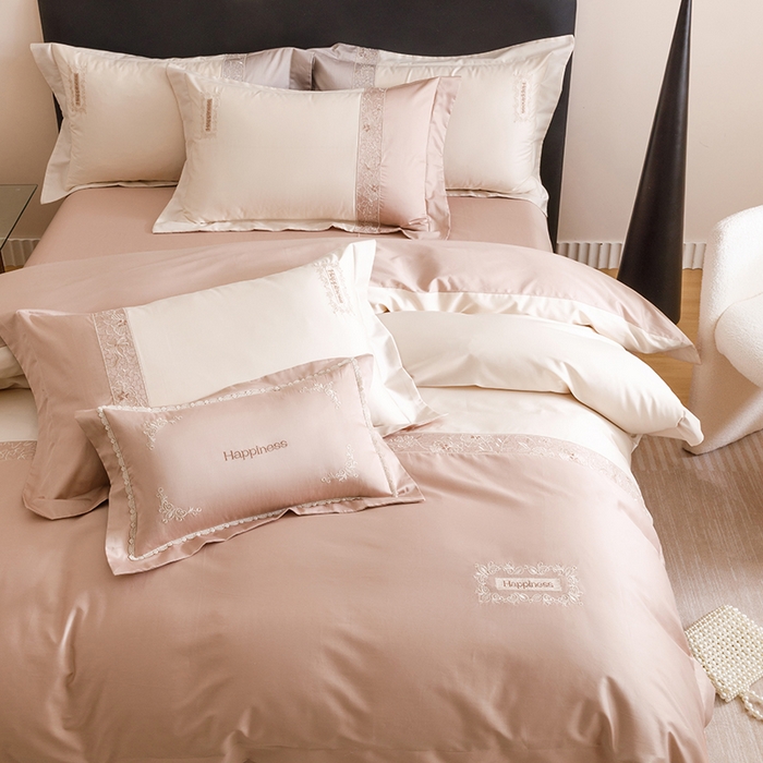 91家纺网 家纺一手货源 找家纺 艾莱家纺 2025新款A类100支长绒棉纯棉四件套-玛格丽特 玛格丽特-浅咖-奶油黄