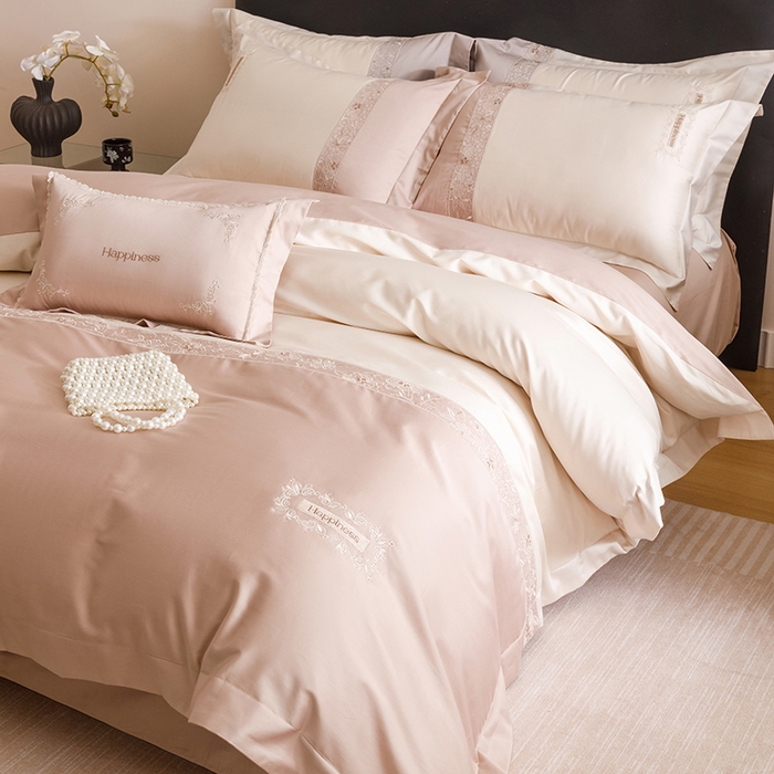 91家纺网 家纺一手货源 找家纺 艾莱家纺 2025新款A类100支长绒棉纯棉四件套-玛格丽特 玛格丽特-浅咖-奶油黄