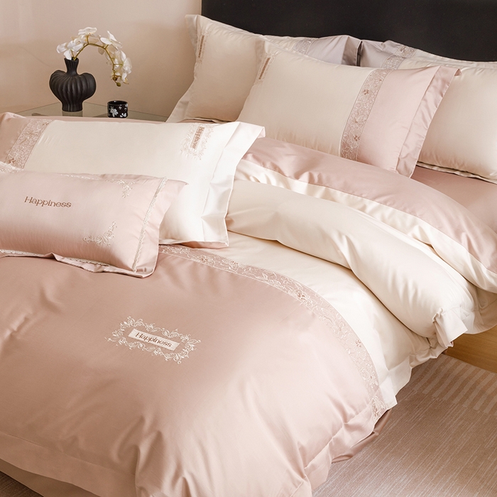 91家纺网 家纺一手货源 找家纺 艾莱家纺 2025新款A类100支长绒棉纯棉四件套-玛格丽特 玛格丽特-浅咖-奶油黄