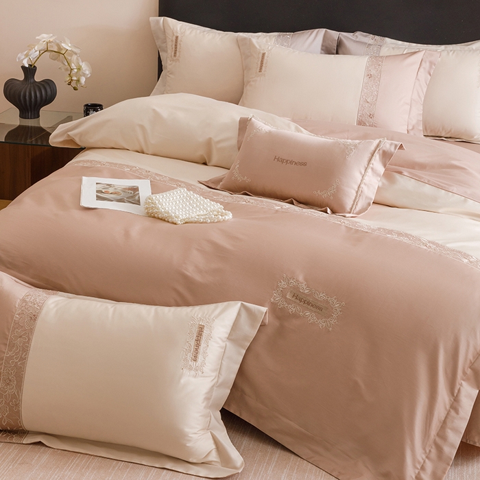 91家纺网 家纺一手货源 找家纺 艾莱家纺 2025新款A类100支长绒棉纯棉四件套-玛格丽特 玛格丽特-浅咖-奶油黄