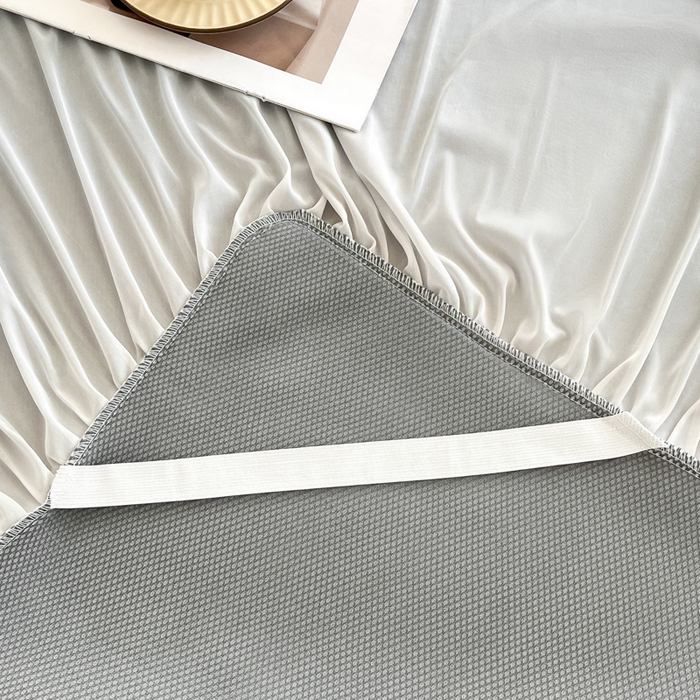 91家纺网 家纺一手货源 找家纺 子曰 2025新款A类高分子PE小清新凉感席系列-床裙款  小清新-灰