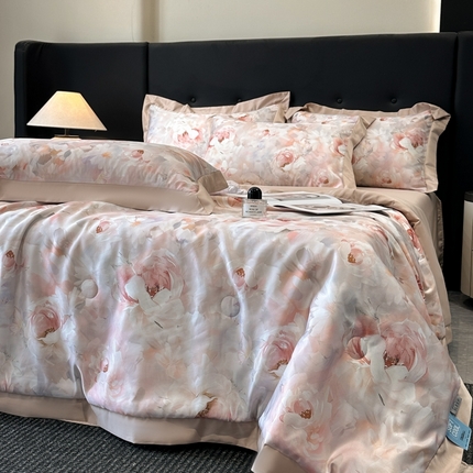 91家纺网 家纺一手货源 找家纺 （总）花漾家居 2025新款数码水洗天丝单夏被夏被四件套