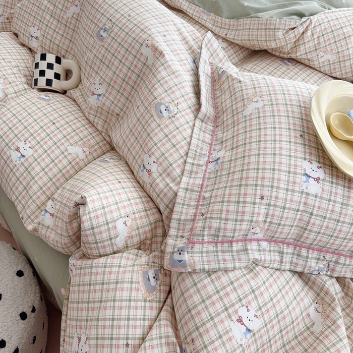 91家纺网 家纺一手货源 找家纺 于果 2025新款全棉13370四件套 汪汪假日