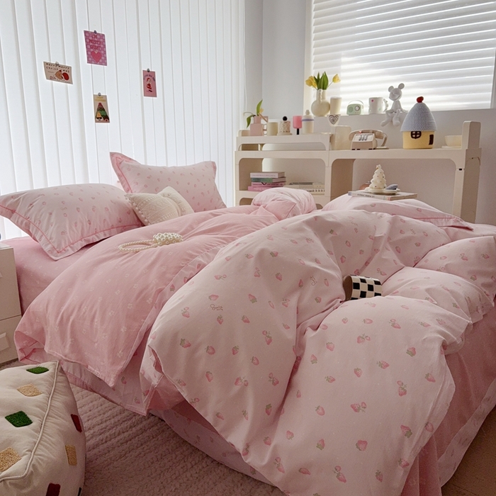 91家纺网 家纺一手货源 找家纺 于果 2025新款全棉13370四件套 草莓芝士