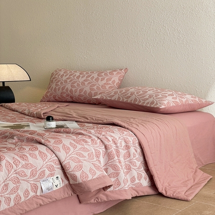 寐眠 2025新款全棉三层纱提花夏被四件套 优雅格调