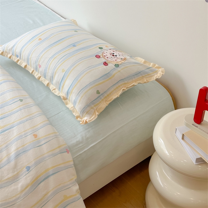 91家纺网 家纺一手货源 找家纺 潘朵拉家纺 2025新款全棉双层纱面包超人系列四件套 面包超人蓝