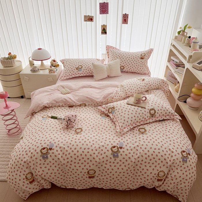 91家纺网 家纺一手货源 找家纺 于果 2025新款全棉13370四件套 俏皮狮子