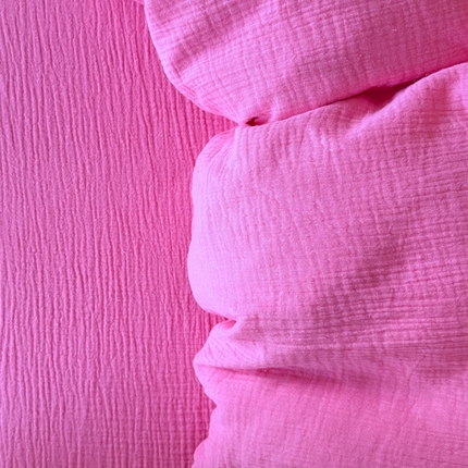 91家纺网 家纺一手货源 找家纺 （总）山舍家居 2025新款皱皱双层纱纯色四件套