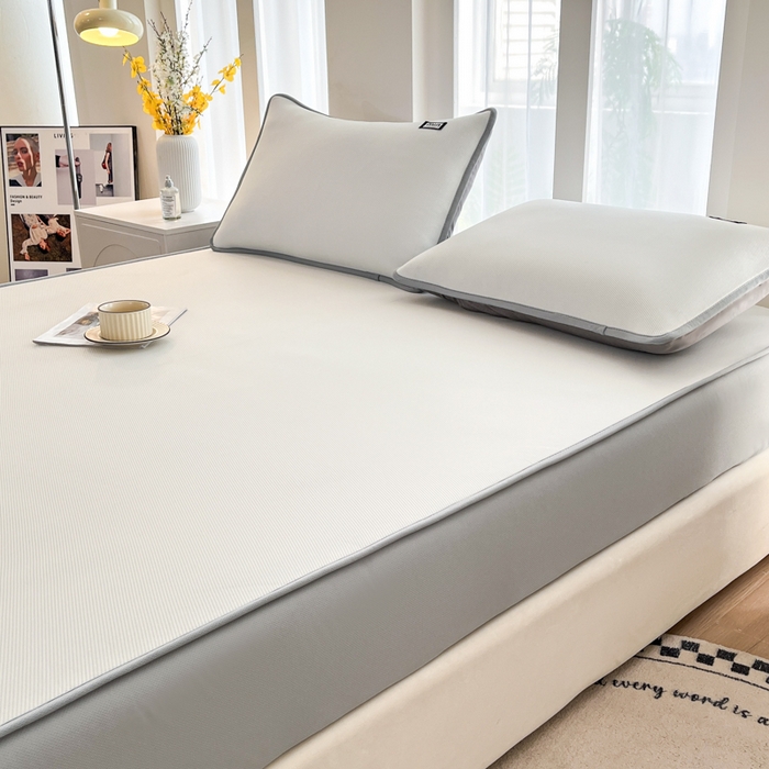 91家纺网 家纺一手货源 找家纺 子曰 2025新款A类高分子PE小清新凉感席系列-床笠款 小清新-白