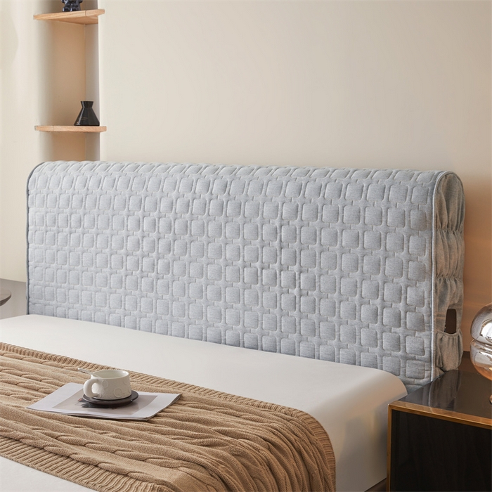 91家纺网 家纺一手货源 找家纺 情恒家纺 2025新款麻布全包床头罩 麻布-烟雾灰