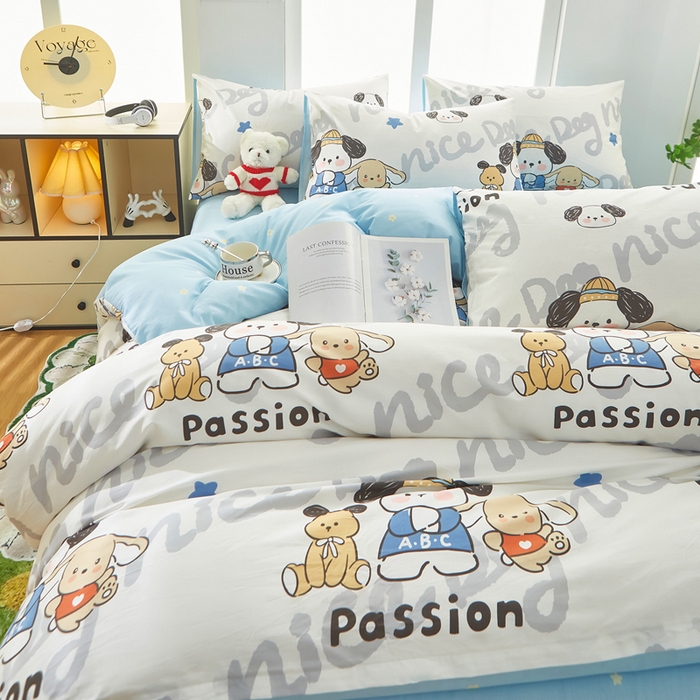 91家纺网 家纺一手货源 找家纺 黛妮雅 2025新款AB版全棉印花床单款全棉四件套 送买家秀  萌酷狗