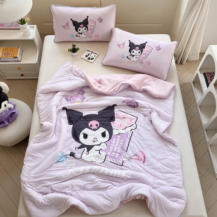 91家纺网 家纺一手货源 找家纺 蘭菲家纺 2025新款三丽鸥卡通印花夏被 巧克力