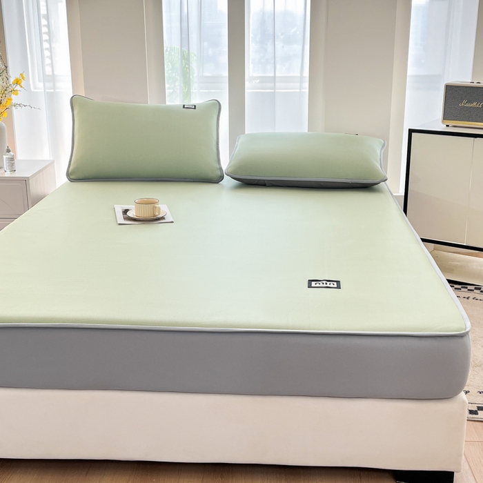 91家纺网 家纺一手货源 找家纺 子曰 2025新款A类高分子PE小清新凉感席系列-床笠款 小清新-绿