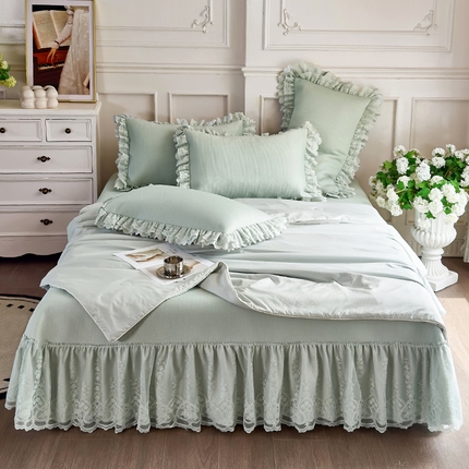 91家纺网 家纺一手货源 找家纺 乐朵家居 2025新款 尤娜 （可配同色系空调被）PE凉席三件套（复合） 控价218 绿