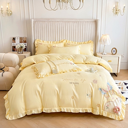 91家纺网 家纺一手货源 找家纺 （总）可以家居 2025新款四季款韩版水洗棉澳棉刺绣四件套