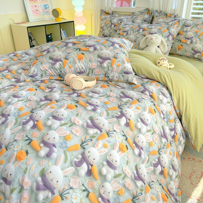 91家纺网 家纺一手货源 找家纺 （总）恋之语 2025新款数码印花四件套卡通款