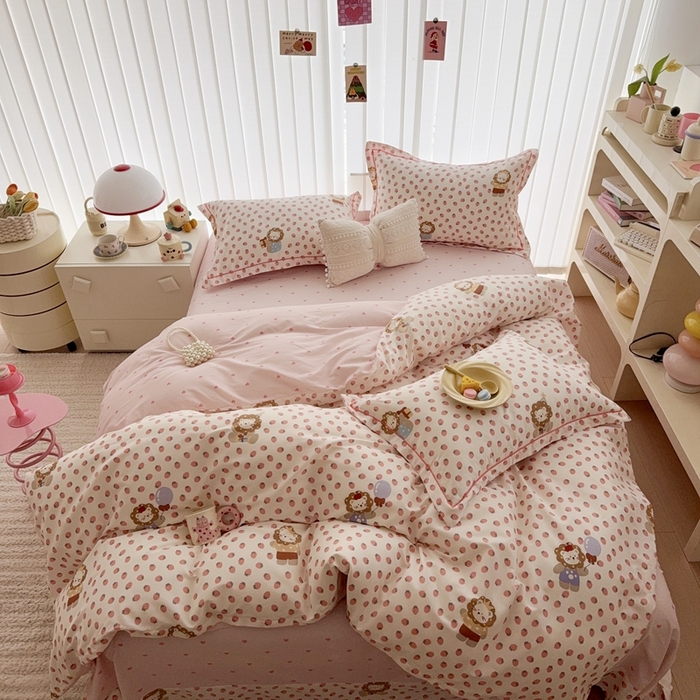 91家纺网 家纺一手货源 找家纺 于果 2025新款全棉13370四件套 俏皮狮子