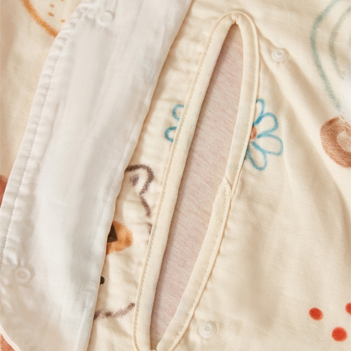 91家纺网 家纺一手货源 找家纺 艾佳宝贝 2025A类全棉纱布护肚防踢睡袋多功能盖毯宝宝夏被 憨憨萌熊