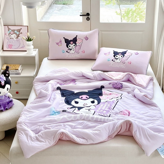 91家纺网 家纺一手货源 找家纺 蘭菲家纺 2025新款三丽鸥卡通印花夏被 巧克力