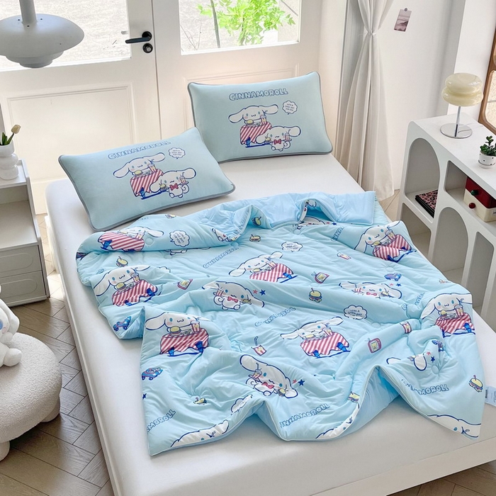 91家纺网 家纺一手货源 找家纺 蘭菲家纺 2025新款三丽鸥卡通印花夏被 聚餐小版