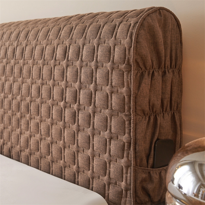 91家纺网 家纺一手货源 找家纺 情恒家纺 2025新款麻布全包床头罩 麻布-深驼色