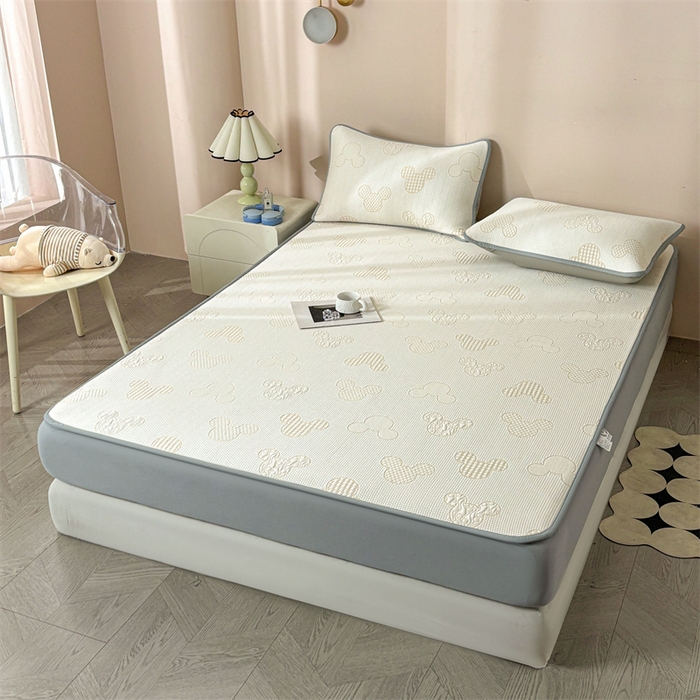 91家纺网 家纺一手货源 找家纺 雯豆家纺 2025新款PE凉感提花冰丝床笠三件套全包中分子床罩床垫保护套 米奇宝-床笠款