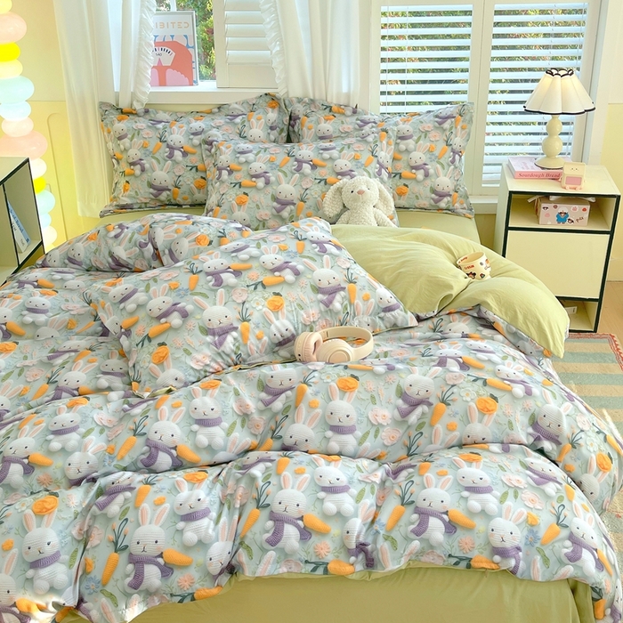 91家纺网 家纺一手货源 找家纺 （总）恋之语 2025新款数码印花四件套卡通款