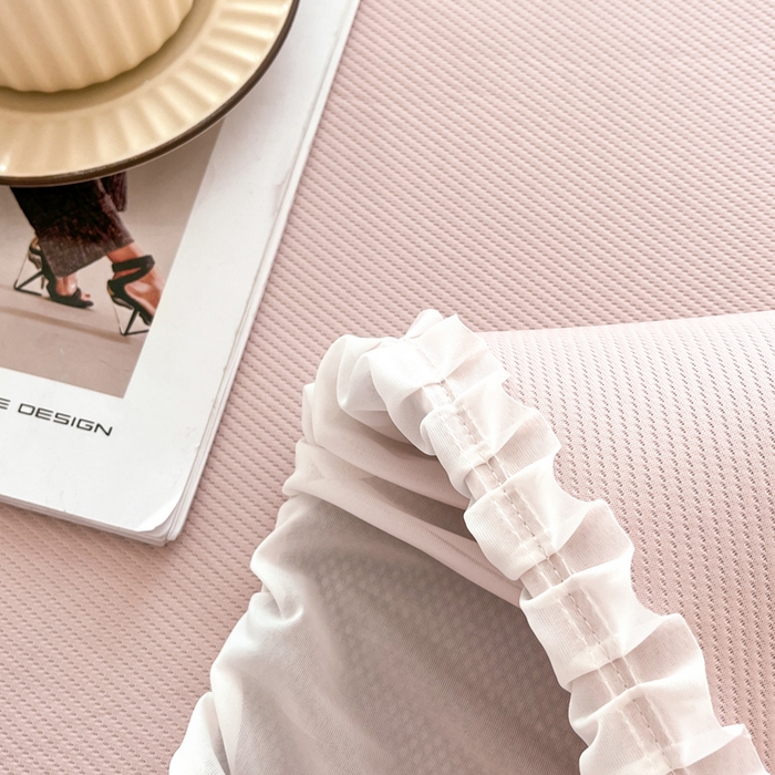 91家纺网 家纺一手货源 找家纺 子曰 2025新款A类高分子PE小清新凉感席系列-床裙款  小清新-粉