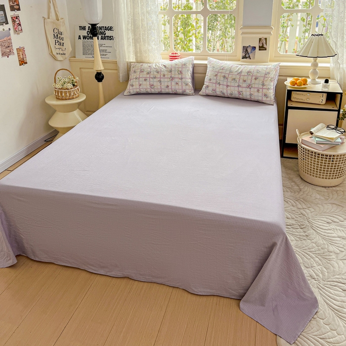 91家纺网 家纺一手货源 找家纺 一比一 2026新款云感皱皱双层纱四件套-简单款 时恋