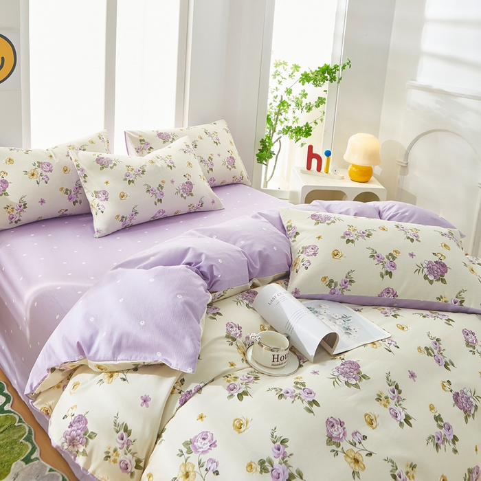 91家纺网 家纺一手货源 找家纺 黛妮雅 2025新款AB版全棉印花床单款全棉四件套 送买家秀 爱的花海