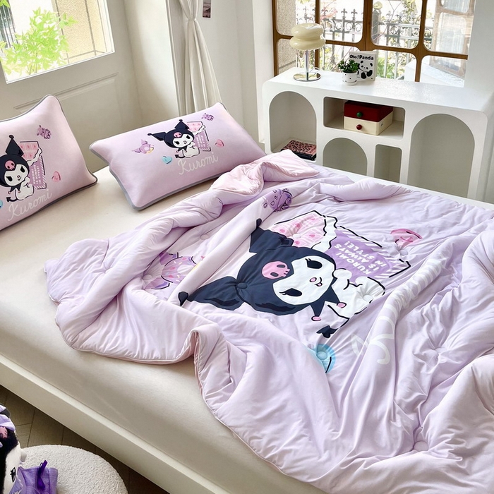 91家纺网 家纺一手货源 找家纺 蘭菲家纺 2025新款三丽鸥卡通印花夏被 巧克力