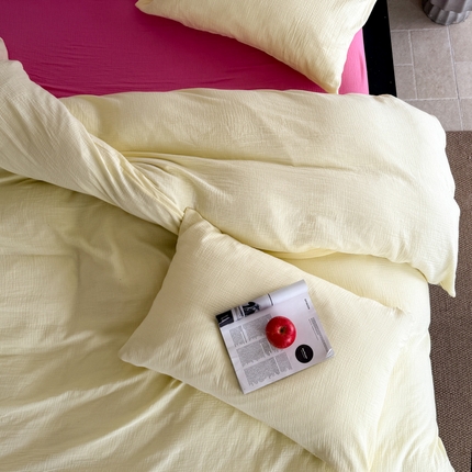 91家纺网 家纺一手货源 找家纺 （总）山舍家居 2025新款皱皱双层纱纯色四件套