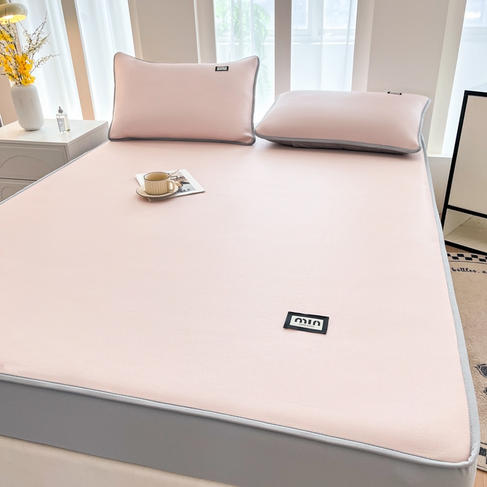 91家纺网 家纺一手货源 找家纺 子曰 2025新款A类高分子PE小清新凉感席系列-床笠款 小清新-粉