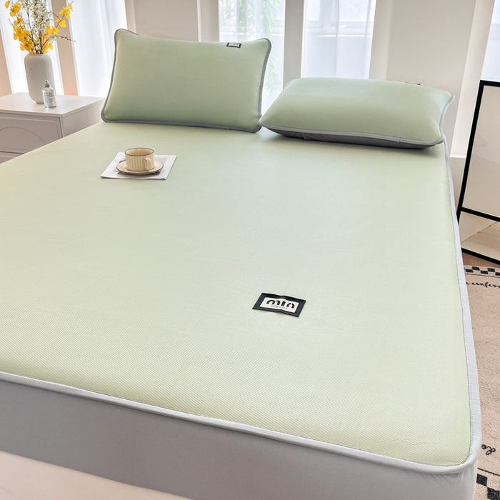 91家纺网 家纺一手货源 找家纺 子曰 2025新款A类高分子PE小清新凉感席系列-床笠款 小清新-绿