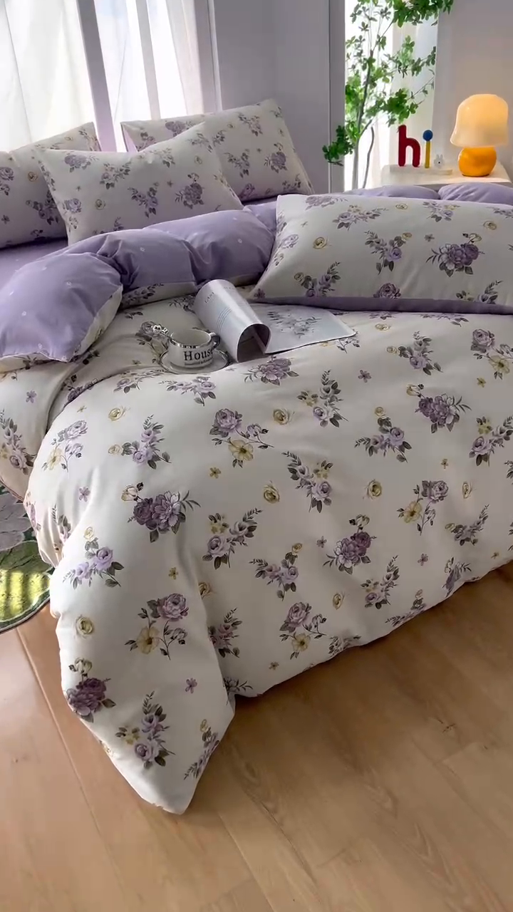 91家纺网 家纺一手货源 找家纺 黛妮雅 2025新款AB版全棉印花床单款全棉四件套 送买家秀 爱的花海