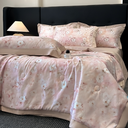 91家纺网 家纺一手货源 找家纺 （总）花漾家居 2025新款数码水洗天丝单夏被夏被四件套