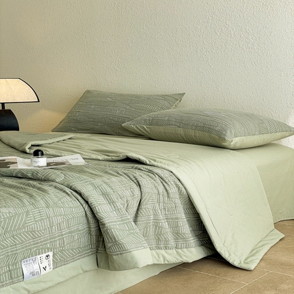 寐眠 2025新款全棉三层纱提花夏被四件套 遁入丛林